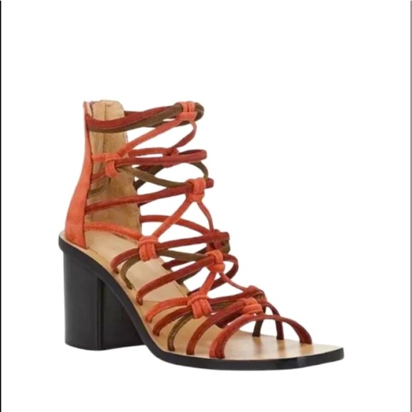rag & bone Shoes - RAG & BONE Camille Cage Macramé Suede Terracotta Sz 7 Block Heel Sandals NIB!